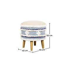 Acheter ICONIK INTERIOR Tabouret Pouf Rond - Style Boho Bali - Josephine Bleu