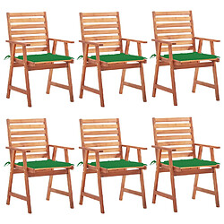 vidaXL Chaises à manger d'extérieur lot de 6 et coussins Acacia massif