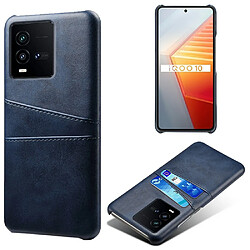 Coque en TPU + PU anti-rayures avec deux porte-cartes pour votre Vivo iQOO 10 5G - bleu