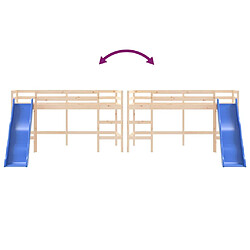 Vidaxl Lit mezzanine enfants toboggan 80x200 cm bois pin massif pas cher