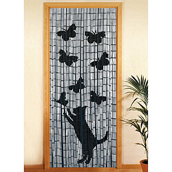 WENKO Rideau de porte Chat et Papillon - Bambou - 90 x 200 cm - Gris