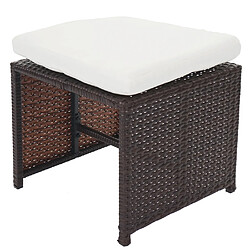 Avis Mendler Lot de 4 tabourets en poly rotin Kreta, tabouret de jardin ~ brun, coussin crème