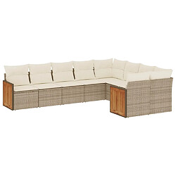 Maison Chic Salon de jardin avec coussins 9 pcs | Ensemble de Table et chaises | Mobilier d'Extérieur beige résine tressée -GKD23548