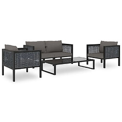 Maison Chic Salon de jardin 5 pcs + coussins - Mobilier/Meubles de jardin - Table et chaises d'extérieur Résine tressée Anthracite -MN92886