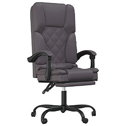 vidaXL Fauteuil de massage inclinable de bureau Gris Similicuir