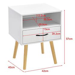 Avis Helloshop26 Table de chevet commode à tiroir meuble bas de table de nuit avec espace de stockage 57 cm blanc 03_0006227