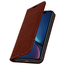 Avizar Étui Apple iPhone XR Housse Cuir Portefeuille Fonction Support - marron