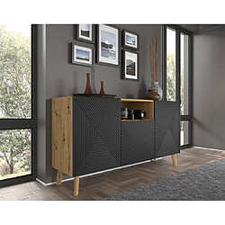 Avis Bestmobilier Velato - buffet bas - bois et noir - 146 cm