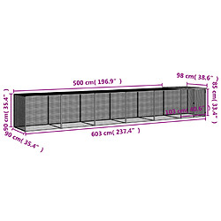 vidaXL Poulailler avec toit anthracite 603x98x90 cm acier galvanisé pas cher