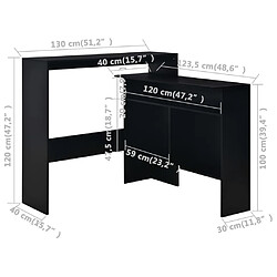 vidaXL Table de bar avec 2 dessus de table Noir 130 x 40 x 120 cm pas cher