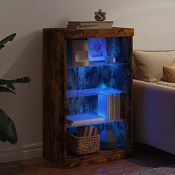 Acheter Maison Chic Commode Buffet - Meuble de rangement avec lumières LED chêne fumé 60,5x37x100 cm -GKD84549