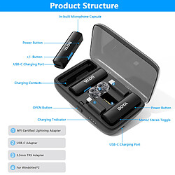 Avis Boyalink Système de microphone sans fil omnidirectionnel à double canal avec boîtier de charge USB-C/Lightning/3,5mm