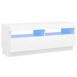 Maison Chic Meubles TV avec lumières LED - Banc TV pour salon Blanc 100x35x40 cm -MN71121