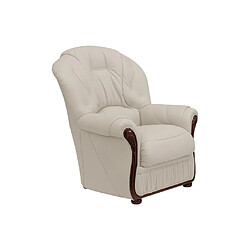 Vente-Unique Fauteuil 100% cuir de buffle ivoire DAPHNE