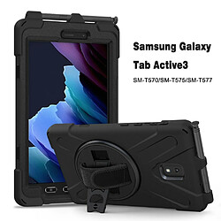 Coque en TPU + Silicone avec béquille pivotante à 360° et fente pour stylo noir pour votre Samsung Galaxy Tab Active 3 T570/T575/T575N/T577