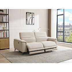 Vente-Unique Canapé 3 places relax électrique en tissu texturé beige BOSDALO