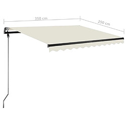 vidaXL Auvent manuel rétractable avec LED 350x250 cm Crème pas cher