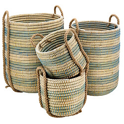 Aubry Gaspard Cache-pots en jonc naturel (Lot de 4).