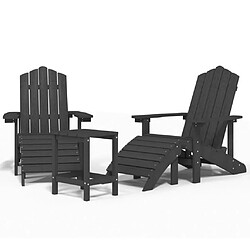 Maison Chic Chaises de jardin Adirondack,Fauteuil/Chaise d'extérieur Adirondack repose-pied table PEHD Anthracite -MN57432