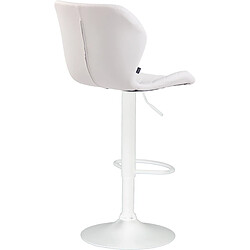 Acheter Decoshop26 Tabouret de bar x1 avec coutures décoratives en forme de losanges en PVC blanc et métal blanc 10_0004654