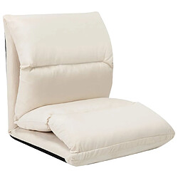 Avis vidaXL Chaise pliable de sol Crème Microfibre