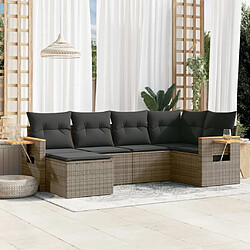 vidaXL Salon de jardin 6 pcs avec coussins gris résine tressée