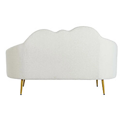 Pegane Canapé de salon en polyester blanc et métal moutarde- longueur 155 x profondeur 75 x hauteur 92 cm