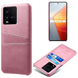 Coque en TPU + PU anti-rayures avec deux porte-cartes pour votre Vivo iQOO 10 5G - or rose