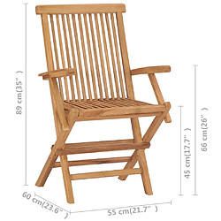 vidaXL Chaises de jardin avec coussins beige lot de 2 Bois teck massif pas cher