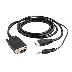 Gembird A-HDMI-VGA-03-10 adaptateur et connecteur de câbles HDMI + 3.5mm Noir (Gembird HDMI to VGA and audio adapter cable, single port, 3m, black)