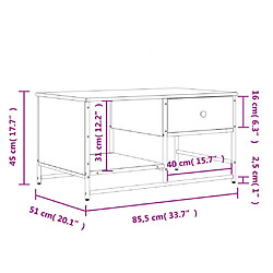 vidaXL Table basse chêne sonoma 85,5x51x45 cm bois d'ingénierie pas cher