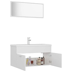 Acheter Maison Chic Ensemble de meubles de salle de bain,Armoire rangement Bain Blanc Aggloméré -MN91147