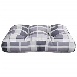 Acheter vidaXL Coussin de palette motif à carreaux gris tissu