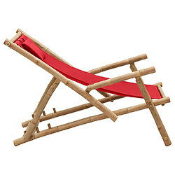 Avis vidaXL Chaise de terrasse Bambou et toile Rouge