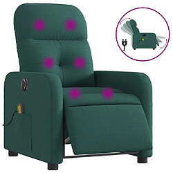 vidaXL Fauteuil de massage inclinable électrique Vert foncé Tissu