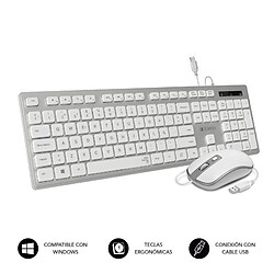 Teclado y Ratón Subblim Combo Wired Ergo Keys Silent Flat HQ/ Plata y Blanco