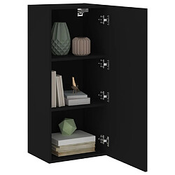 Maison Chic Meuble TV, Banc TV pour salon, Meuble de rangement mural noir 40,5x30x90 cm bois d'ingénierie -GKD39554 pas cher