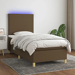 vidaXL Sommier à lattes de lit et matelas et LED Marron foncé 90x190cm