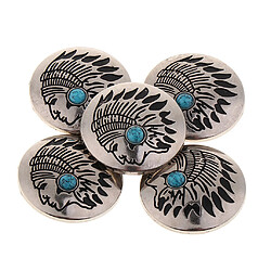 30mm Fashion Metal Faux Turquoise Bouton Shank Button À La Main -5PCS Bleu