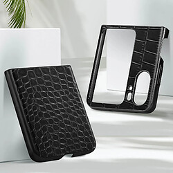 Avis Avizar Coque Cuir pour Oppo Find N2 Flip Effet Croco Bords Surélevés Noir