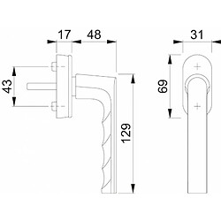 Hoppe Poignée fenetre 0700 F1 UD9020 32-42 mm