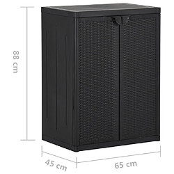 vidaXL Armoire de rangement de jardin Noir 65x45x88 cm PP Rotin pas cher