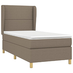 Avis Maison Chic Structures de lit + matelas,Lit à sommier tapissier avec matelas Taupe 90x200 cm Tissu -MN52318