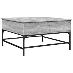 ComfortXL Table Basse Sonoma Gris 80x80x45 Cm Bois D'ingénierie Et Métal