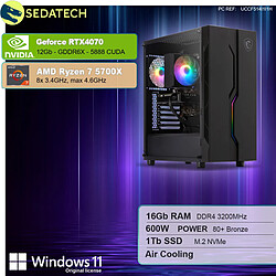 Sedatech PC Gamer • AMD Ryzen 7 5700X • RTX4070 • 16Go RAM • 1To SSD M.2 • Windows 11