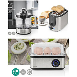 NEDIS Grille-pain INOX + Cuiseur à œufs Pack déjeuner + Presse-agrumes INOX électriques 