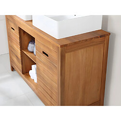 Vente-Unique Meuble de salle de bain en bois d'acacia avec double vasque et miroirs - 130 cm - PULUKAN pas cher