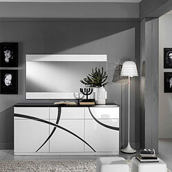 Avis Dansmamaison Buffet 3 portes 3 tiroirs Blanc/Noir - CROSS