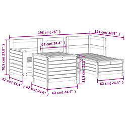 vidaXL Salon de jardin 5 pcs blanc bois massif de pin pas cher