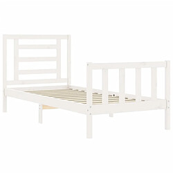 Maison Chic Lit adulte - Cadre Structure de lit avec tête de lit Contemporain blanc 90x200 cm bois massif -MN73211 pas cher